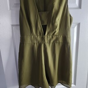 Bebe Khaki V-Neck Romper